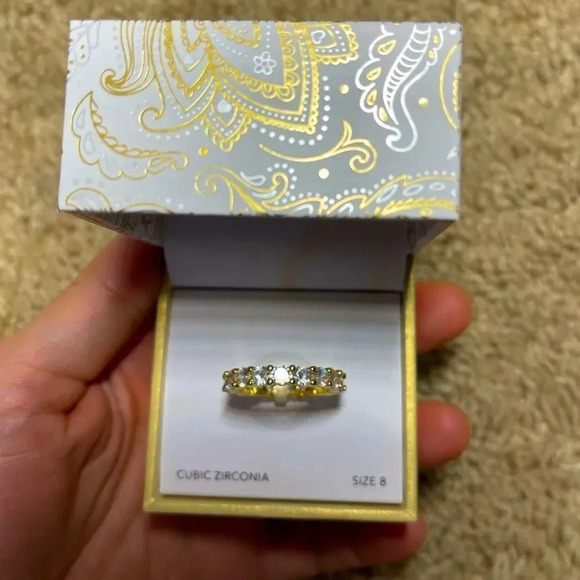 Women Ring Charter Club Gold Plated Cubic Zirconia Band Ring 5,9,10 NWT - Picture 2 of 7